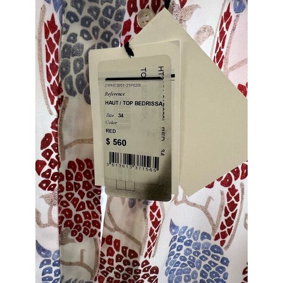 ISABEL MARANT Bedrissa Printed Shirt in Red Size 34 New With Tags - Picture 2 of 6